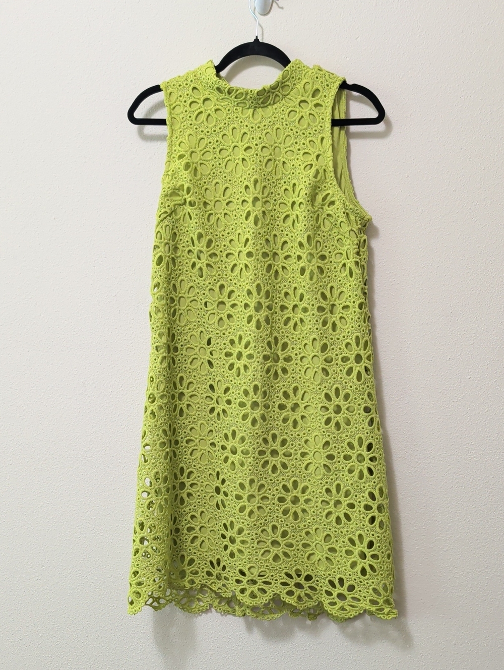 Robbie Bee Lime Green Floral Cutout Shift Dress
